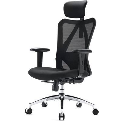 كرسي مكتب Mahmayi M18، كرسي مكتب كمبيوتر مريح مع مسند رأس قابل للتعديل ودعم قطني، كرسي دوار تنفيذي عالي الظهر أسود